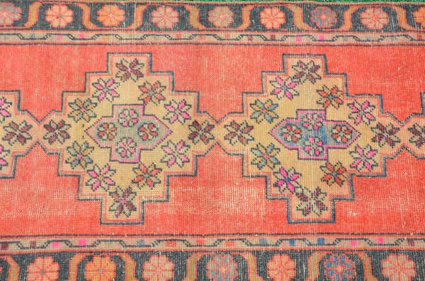 Turkish Handmade Vintage runner rug for home decor, area rug, Anatolian oushak rug boho rug kitchen rug  bathroom rug kilim, 8'7" x 2'8", 666430