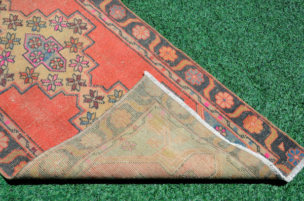 Turkish Handmade Vintage runner rug for home decor, area rug, Anatolian oushak rug boho rug kitchen rug  bathroom rug kilim, 8'7" x 2'8", 666430