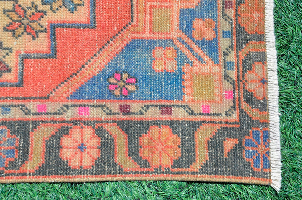 Turkish Handmade Vintage runner rug for home decor, area rug, Anatolian oushak rug boho rug kitchen rug  bathroom rug kilim, 8'7" x 2'8", 666430