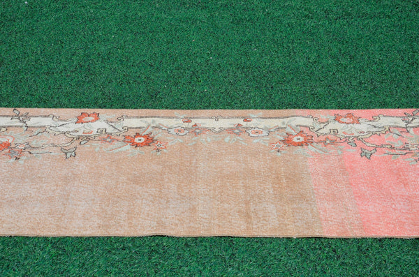 Turkish Handmade Vintage runner rug for home decor, area rug, Anatolian oushak rug boho rug kitchen rug  bathroom rug kilim, 11'1" x 2'8", 666434