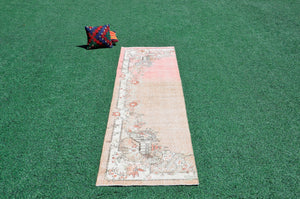 Turkish Handmade Vintage runner rug for home decor, area rug, Anatolian oushak rug boho rug kitchen rug  bathroom rug kilim, 11'1" x 2'8", 666434