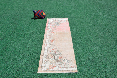 Turkish Handmade Vintage runner rug for home decor, area rug, Anatolian oushak rug boho rug kitchen rug  bathroom rug kilim, 11'1" x 2'8", 666434