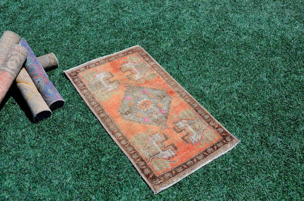 Natural Turkish Vintage small area rug doormat for home decor, bathroom rug, area oushak rug bathroom mat kitchen ru  kilim rug, rug 2,9X1,6, 665582