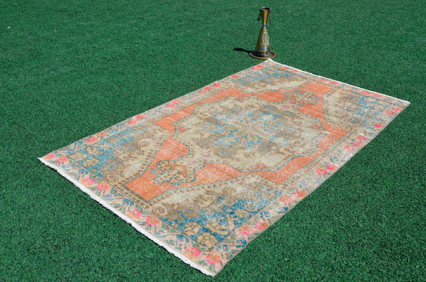 Natural oushak Turkish rug for home decor, Vintage rug, area rug boho rug bedroom rug kitchen rug bathroom rug kilim rugs handmade, rugs 4x7, 666310