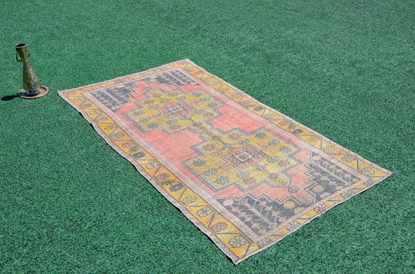 Oushak Natural Turkish rug for home decor, Vintage rug, area rug boho rug bedroom rug kitchen rug bathroom rug kilim rugs handmade, rugs 4x8, 666312