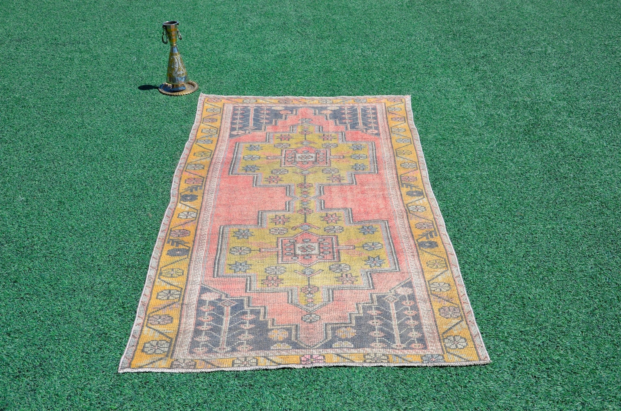 Oushak Natural Turkish rug for home decor, Vintage rug, area rug boho rug bedroom rug kitchen rug bathroom rug kilim rugs handmade, rugs 4x8, 666312
