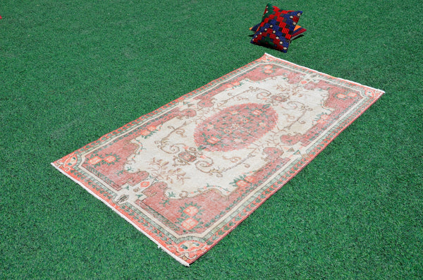 Handmade Natural oushak Turkish rug for home decor, Vintage rug, area rug boho rug bedroom rug kitchen rug bathroom rug kilim rugs, rugs 4x7, 666318