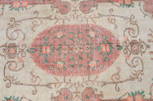 Handmade Natural oushak Turkish rug for home decor, Vintage rug, area rug boho rug bedroom rug kitchen rug bathroom rug kilim rugs, rugs 4x7, 666318