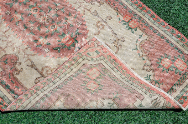 Handmade Natural oushak Turkish rug for home decor, Vintage rug, area rug boho rug bedroom rug kitchen rug bathroom rug kilim rugs, rugs 4x7, 666318