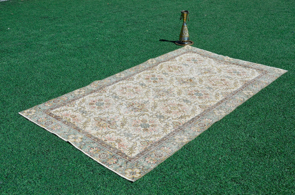Oushak Natural Turkish rug for home decor, Vintage rug, area rug boho rug bedroom rug kitchen rug bathroom rug kilim rugs handmade, rugs 4x8, 666320