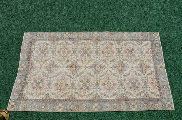 Oushak Natural Turkish rug for home decor, Vintage rug, area rug boho rug bedroom rug kitchen rug bathroom rug kilim rugs handmade, rugs 4x8, 666320