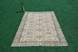Oushak Natural Turkish rug for home decor, Vintage rug, area rug boho rug bedroom rug kitchen rug bathroom rug kilim rugs handmade, rugs 4x8, 666320