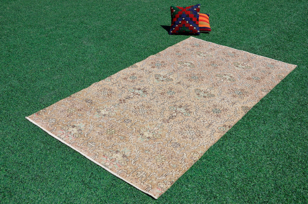 Handmade Natural oushak Turkish rug for home decor, Vintage rug, area rug boho rug bedroom rug kitchen rug bathroom rug kilim rugs, rugs 4x7, 666326