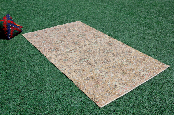 Handmade Natural oushak Turkish rug for home decor, Vintage rug, area rug boho rug bedroom rug kitchen rug bathroom rug kilim rugs, rugs 4x7, 666326