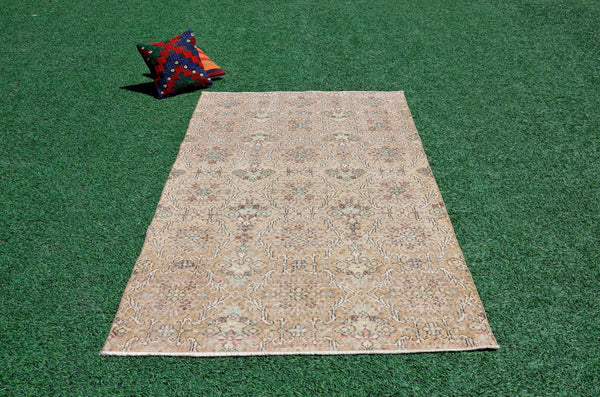 Handmade Natural oushak Turkish rug for home decor, Vintage rug, area rug boho rug bedroom rug kitchen rug bathroom rug kilim rugs, rugs 4x7, 666326