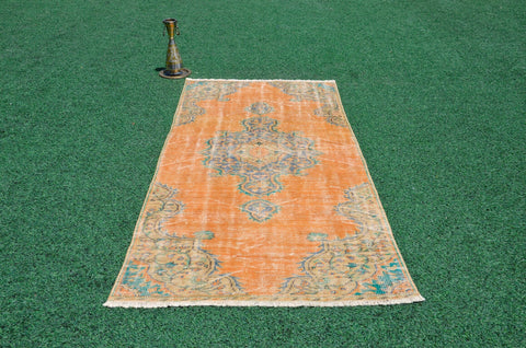 Handmade Natural oushak Turkish rug for home decor, Vintage rug, area rug boho rug bedroom rug kitchen rug bathroom rug kilim rugs, rugs 4x8, 666330