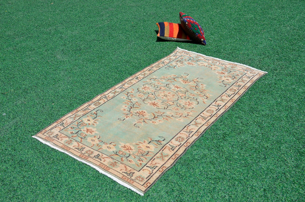 Handmade Natural oushak Turkish rug for home decor, Vintage rug, area rug boho rug bedroom rug kitchen rug bathroom rug kilim rugs, rugs 3x6, 666335