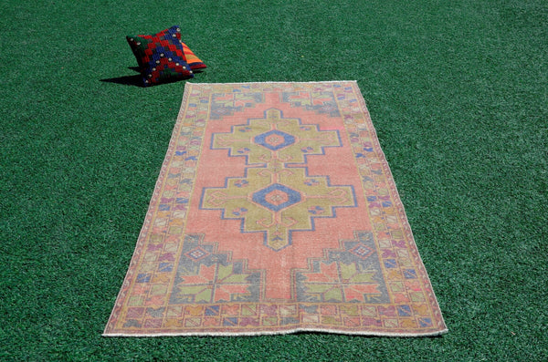 Oushak Natural Turkish rug for home decor, Vintage rug, area rug boho rug bedroom rug kitchen rug bathroom rug kilim rugs handmade, rugs 4x8, 666341