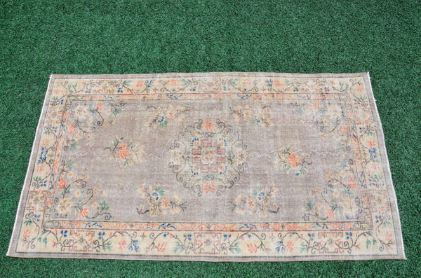 Oushak Natural Turkish rug for home decor, Vintage rug, area rug boho rug bedroom rug kitchen rug bathroom rug kilim rugs handmade, rugs 4x7, 666348