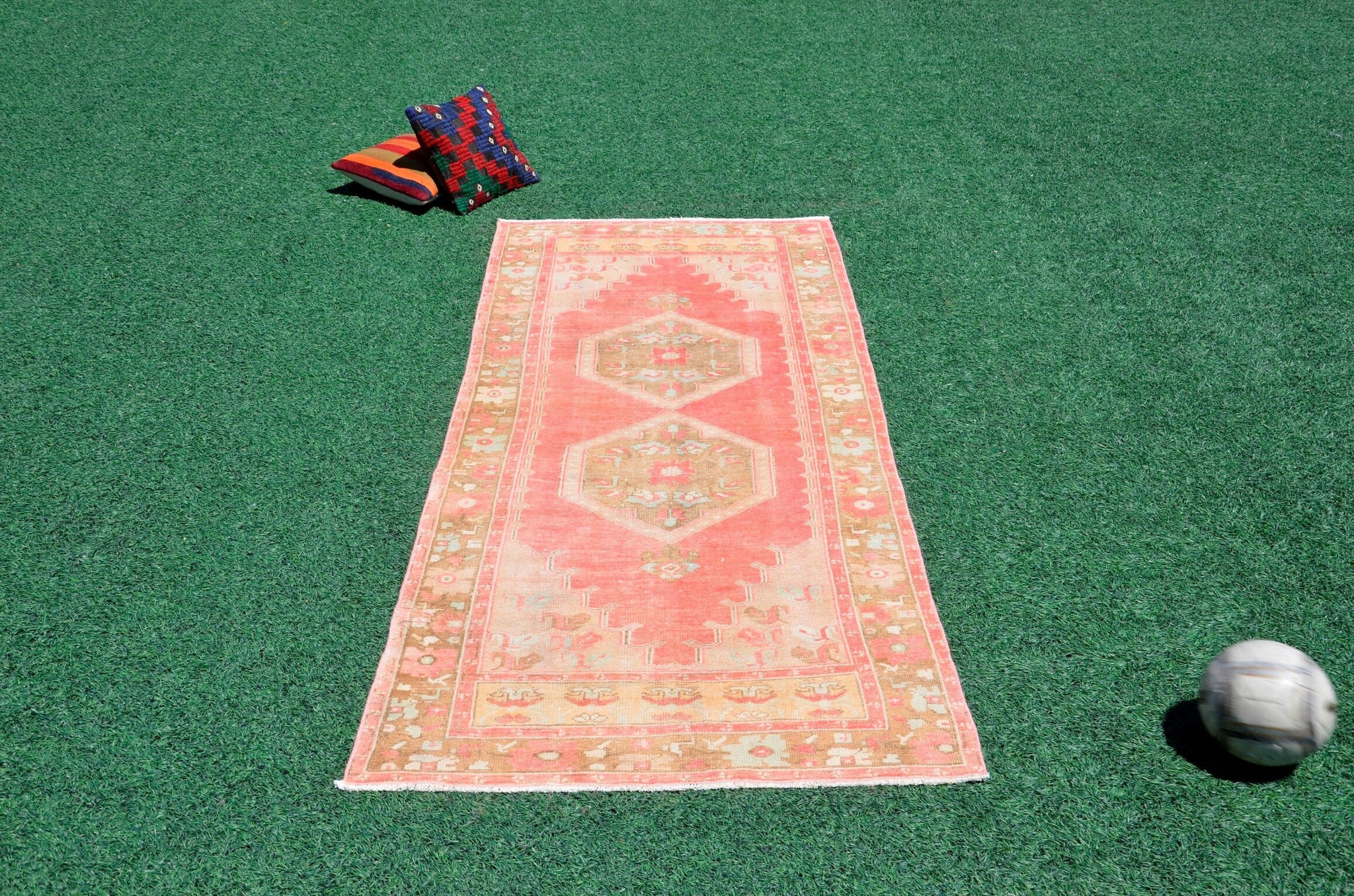 Oushak Natural Turkish rug for home decor, Vintage rug, area rug boho rug bedroom rug kitchen rug bathroom rug kilim rugs handmade, rugs 3x8, 666352