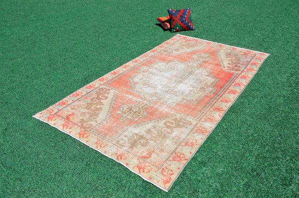 Turkish Natural oushak rug for home decor, Vintage rug, area rug boho rug bedroom rug kitchen rug bathroom rug kilim rugs handmade, rugs 5x8, 666353