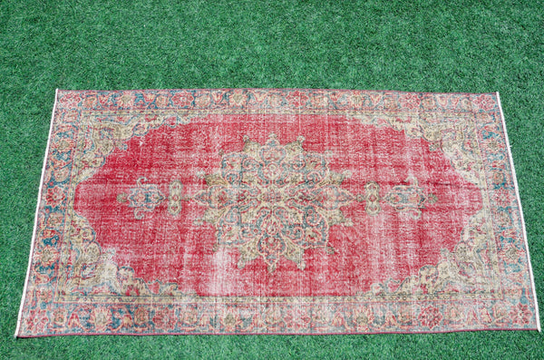 Oushak Natural Turkish rug for home decor, Vintage rug, area rug boho rug bedroom rug kitchen rug bathroom rug kilim rugs handmade, rugs 3x7, 666355