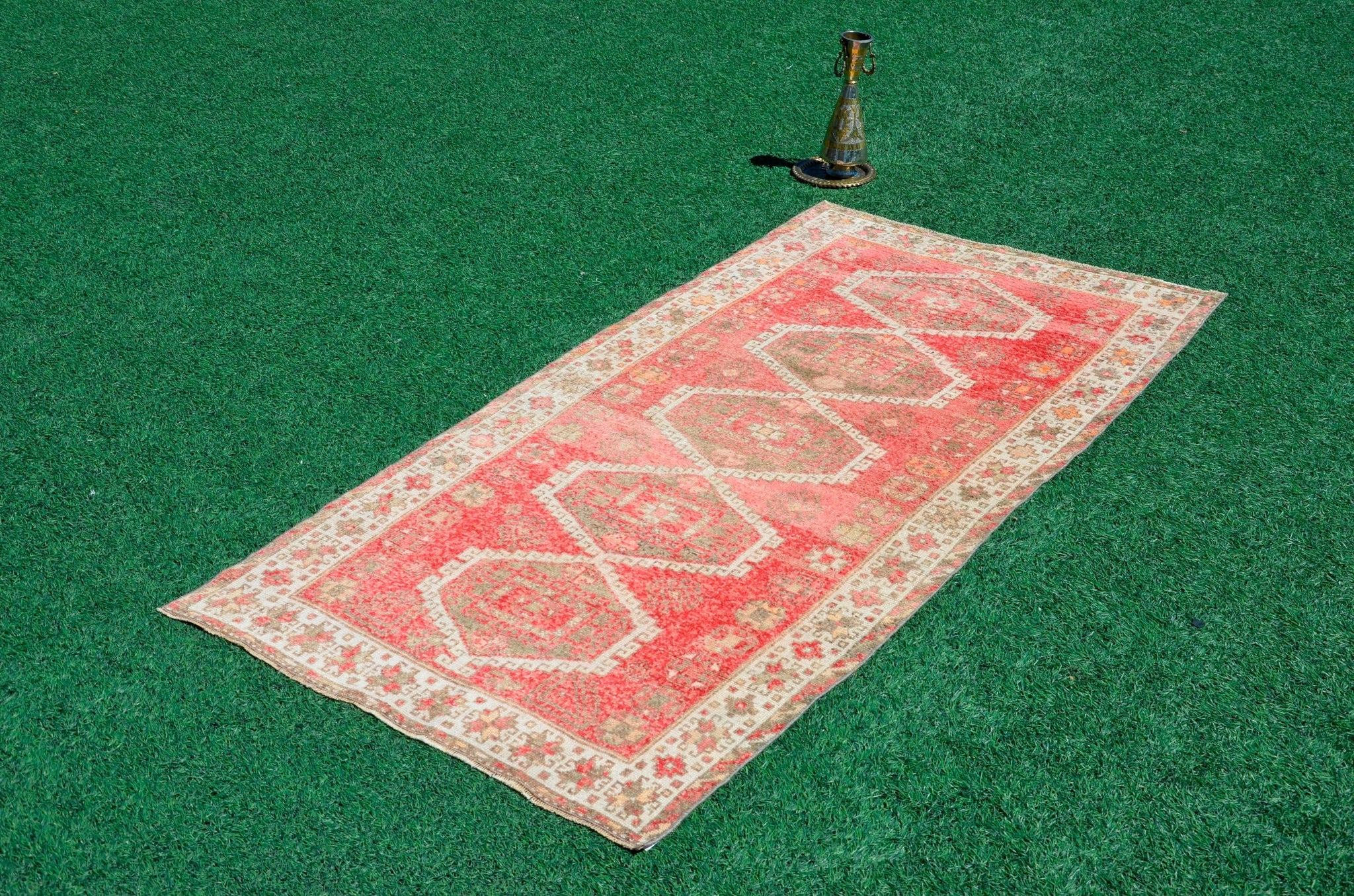 Handmade Natural oushak Turkish rug for home decor, Vintage rug