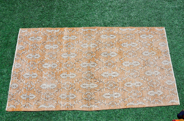 Turkish Natural oushak rug for home decor, Vintage rug, area rug boho rug bedroom rug kitchen rug bathroom rug kilim rugs handmade, rugs 3x7, 666359