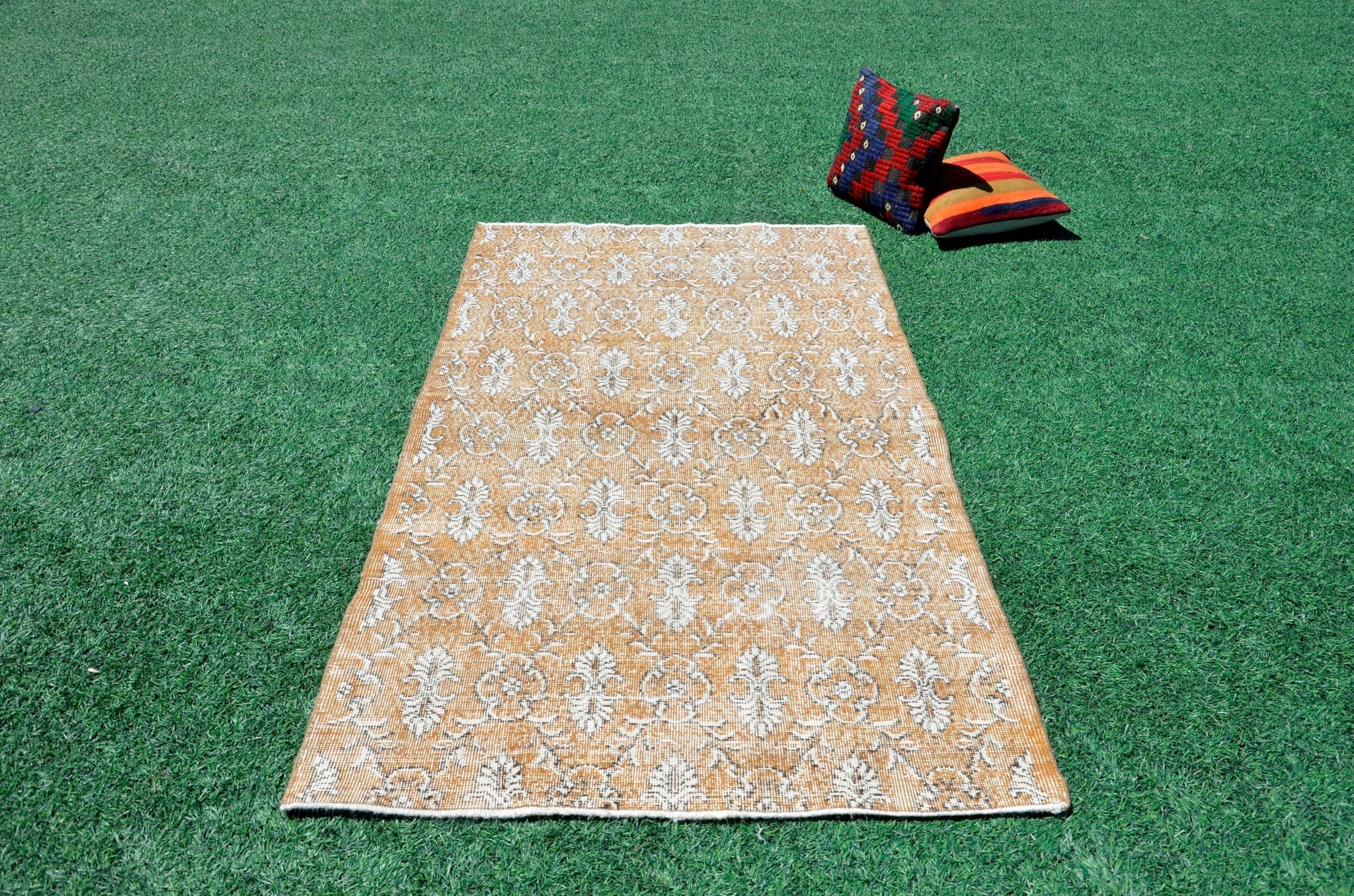 Turkish Natural oushak rug for home decor, Vintage rug, area rug boho rug bedroom rug kitchen rug bathroom rug kilim rugs handmade, rugs 3x7, 666359