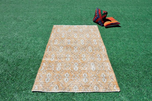 Turkish Natural oushak rug for home decor, Vintage rug, area rug boho rug bedroom rug kitchen rug bathroom rug kilim rugs handmade, rugs 3x7, 666359