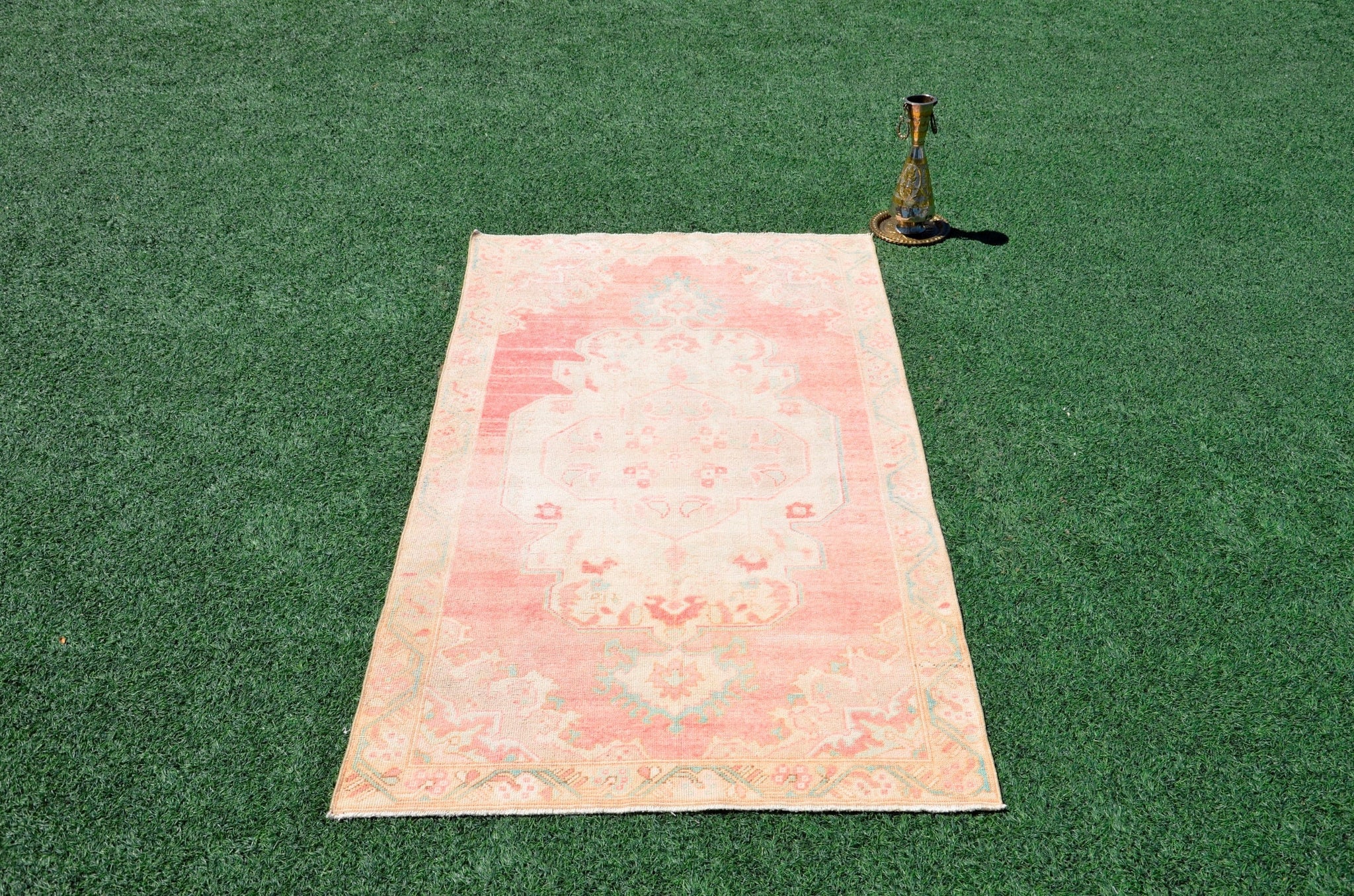 Handmade Natural oushak Turkish rug for home decor, Vintage rug, area rug boho rug bedroom rug kitchen rug bathroom rug kilim rugs, rugs 4x8, 666361