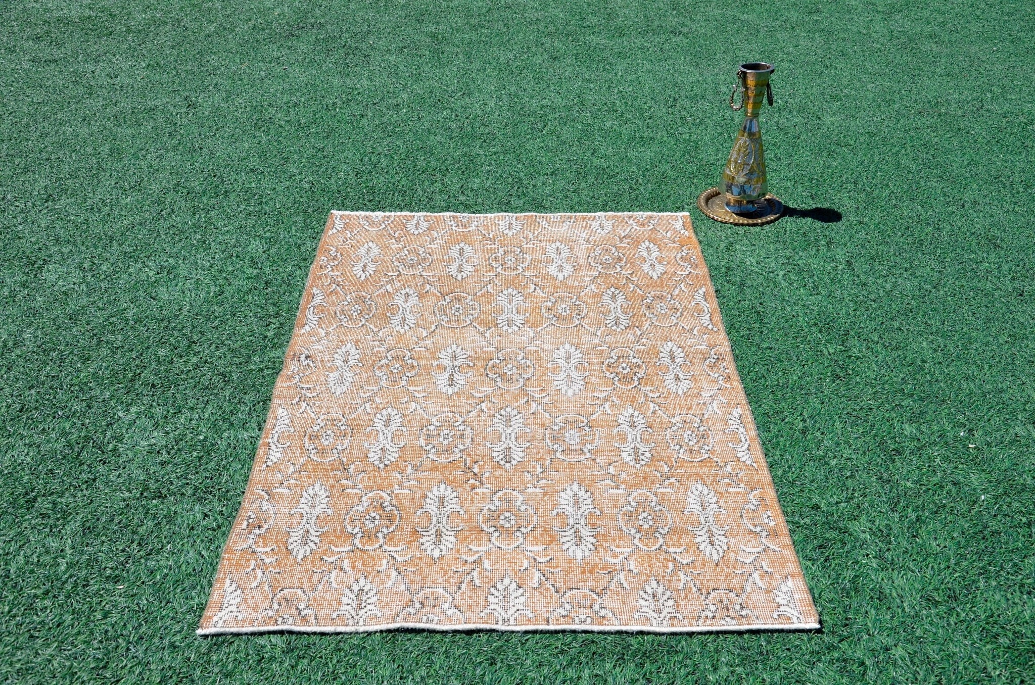 Oushak Natural Turkish rug for home decor, Vintage rug, area rug boho rug bedroom rug kitchen rug bathroom rug kilim rugs handmade, rugs 3x5, 666363