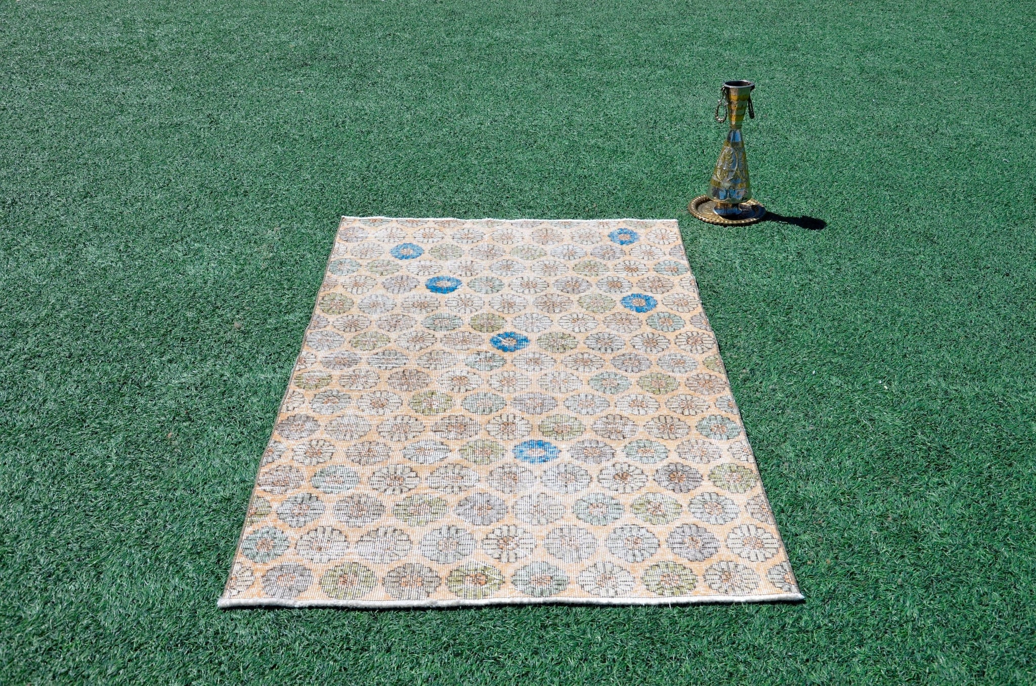 Oushak Natural Turkish rug for home decor, Vintage rug, area rug boho rug bedroom rug kitchen rug bathroom rug kilim rugs handmade, rugs 4x6, 666364