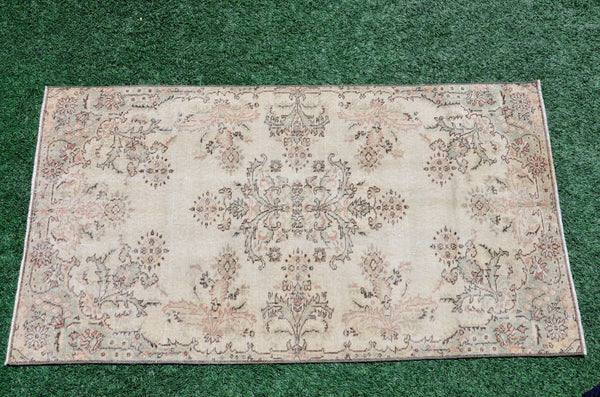Handmade Natural oushak Turkish rug for home decor, Vintage rug, area rug boho rug bedroom rug kitchen rug bathroom rug kilim rugs, rugs 4x7, 666366