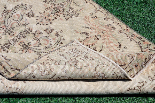 Handmade Natural oushak Turkish rug for home decor, Vintage rug, area rug boho rug bedroom rug kitchen rug bathroom rug kilim rugs, rugs 4x7, 666366
