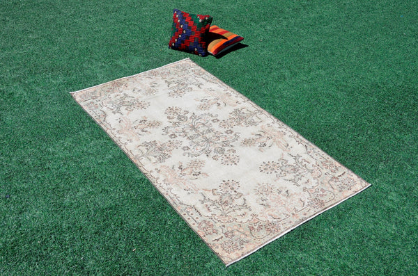 Handmade Natural oushak Turkish rug for home decor, Vintage rug, area rug boho rug bedroom rug kitchen rug bathroom rug kilim rugs, rugs 4x7, 666366