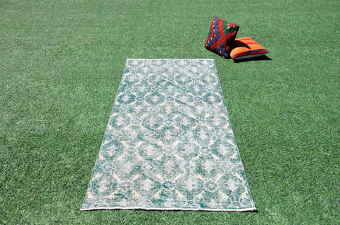 Oushak Natural Turkish rug for home decor, Vintage rug, area rug boho rug bedroom rug kitchen rug bathroom rug kilim rugs handmade, rugs 3x7, 666367