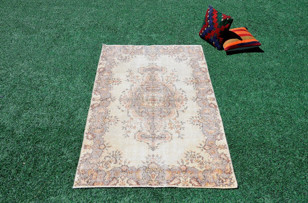 Turkish Natural oushak rug for home decor, Vintage rug, area rug boho rug bedroom rug kitchen rug bathroom rug kilim rugs handmade, rugs 4x6, 666368