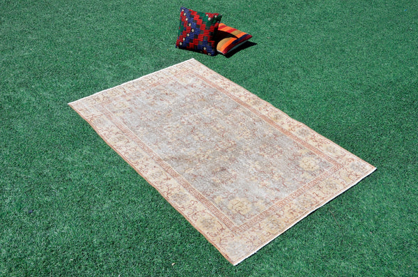 Turkish Natural oushak rug for home decor, Vintage rug, area rug boho rug bedroom rug kitchen rug bathroom rug kilim rugs handmade, rugs 4x6, 666369