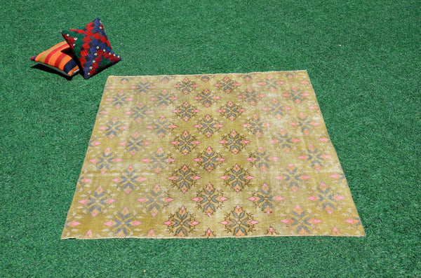 Oushak Natural Turkish rug for home decor, Vintage rug, area rug boho rug bedroom rug kitchen rug bathroom rug kilim rugs handmade, rugs 5x5, 666370