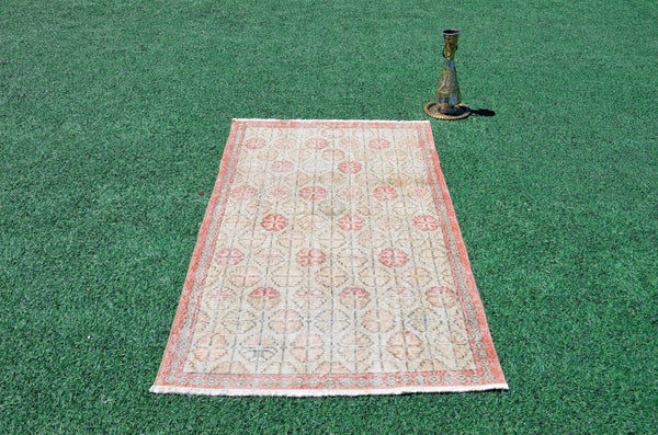 Handmade Natural oushak Turkish rug for home decor, Vintage rug, area rug boho rug bedroom rug kitchen rug bathroom rug kilim rugs, rugs 3x6, 666372