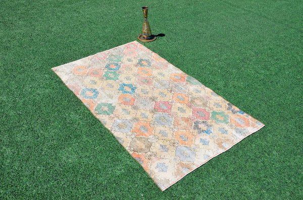 Turkish Vintage Anatolian rug for home decor, area rug, oushak rug boho rug bedroom rug kitchen rug bathroom rug kilim, rugs 4x7, 666376