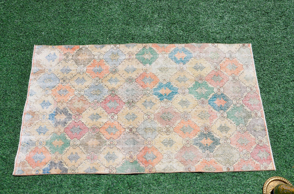 Turkish Vintage Anatolian rug for home decor, area rug, oushak rug boho rug bedroom rug kitchen rug bathroom rug kilim, rugs 4x7, 666376