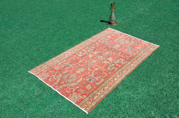 Handmade Natural oushak Turkish rug for home decor, Vintage rug, area rug boho rug bedroom rug kitchen rug bathroom rug kilim rugs, rugs 4x6, 666381