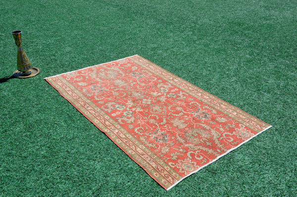 Handmade Natural oushak Turkish rug for home decor, Vintage rug, area rug boho rug bedroom rug kitchen rug bathroom rug kilim rugs, rugs 4x6, 666381
