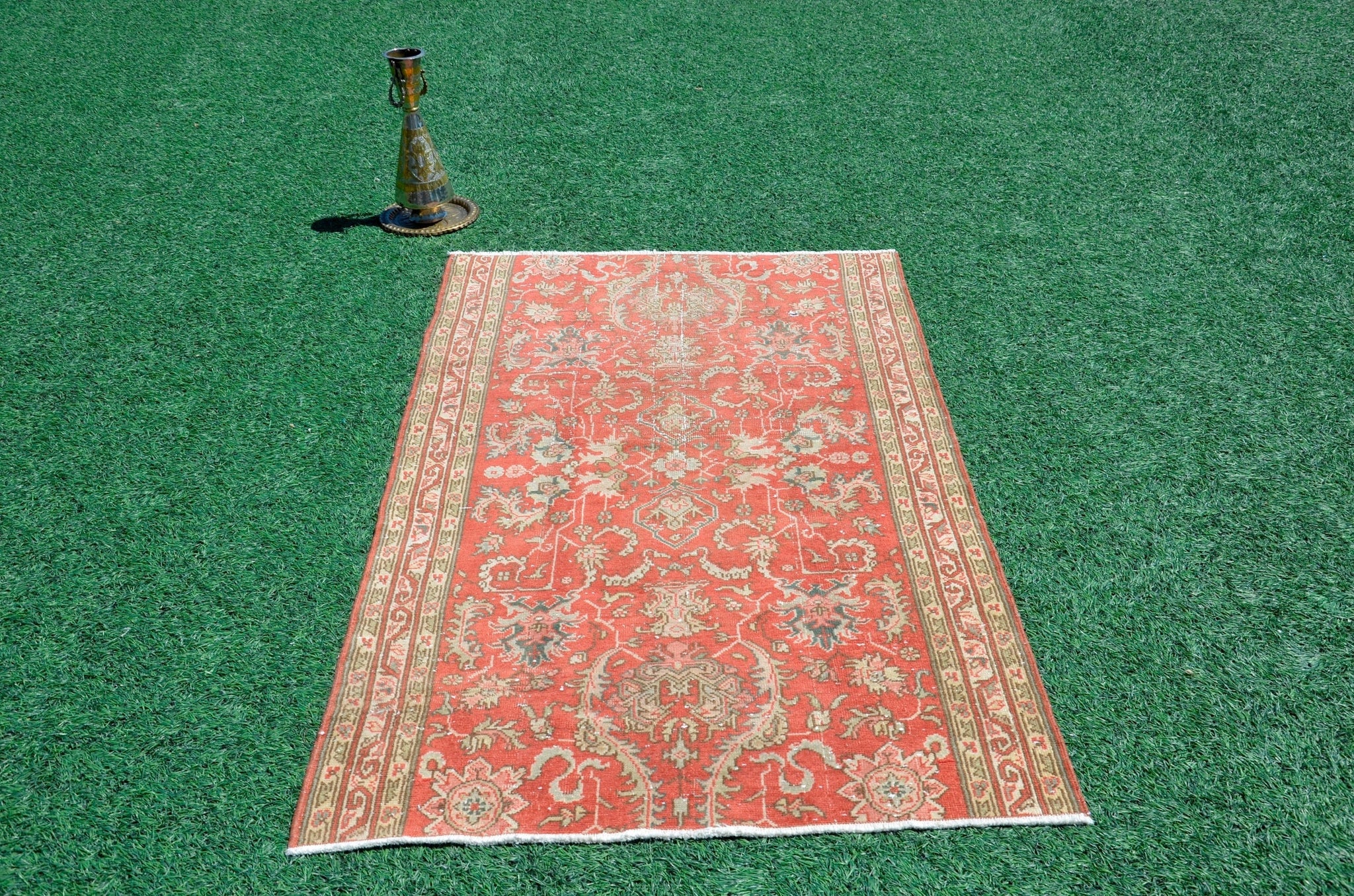 Handmade Natural oushak Turkish rug for home decor, Vintage rug, area rug boho rug bedroom rug kitchen rug bathroom rug kilim rugs, rugs 4x6, 666381