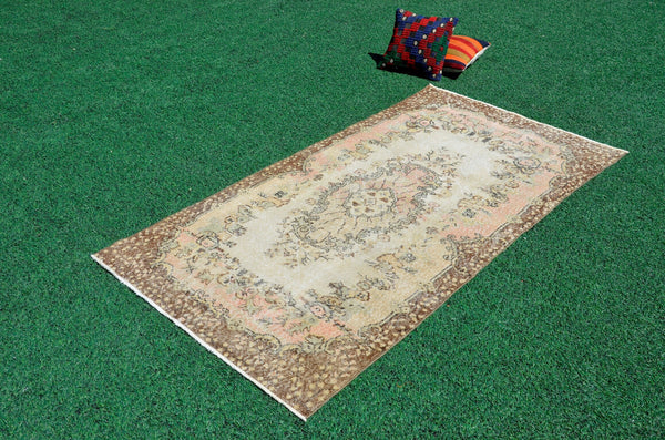Handmade Natural oushak Turkish rug for home decor, Vintage rug, area rug boho rug bedroom rug kitchen rug bathroom rug kilim rugs, rugs 4x7, 666385