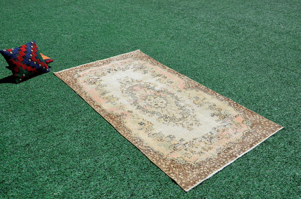 Handmade Natural oushak Turkish rug for home decor, Vintage rug, area rug boho rug bedroom rug kitchen rug bathroom rug kilim rugs, rugs 4x7, 666385