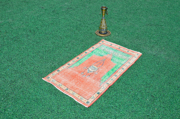 Small area Handmade Turkish Vintage rug for home decor, bathroom rug, area rug oushak rug boho rug kitchen rug  kilim rug door mat, rugs 2x4, 666452