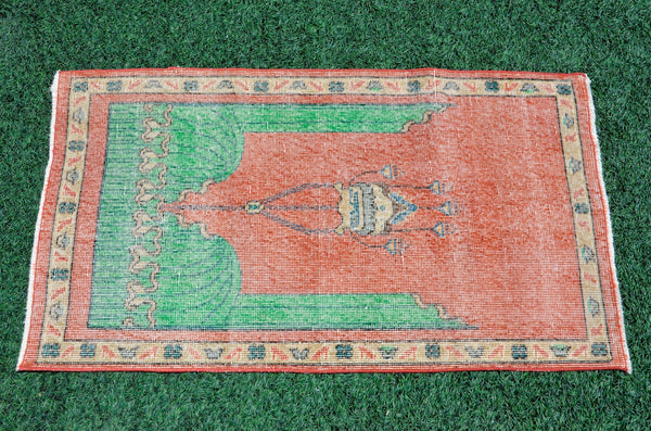 Small area Handmade Turkish Vintage rug for home decor, bathroom rug, area rug oushak rug boho rug kitchen rug  kilim rug door mat, rugs 2x4, 666452